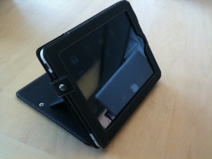 Nizmo's Leather Standing iPad Case NZ-001-Black ( Angled View )